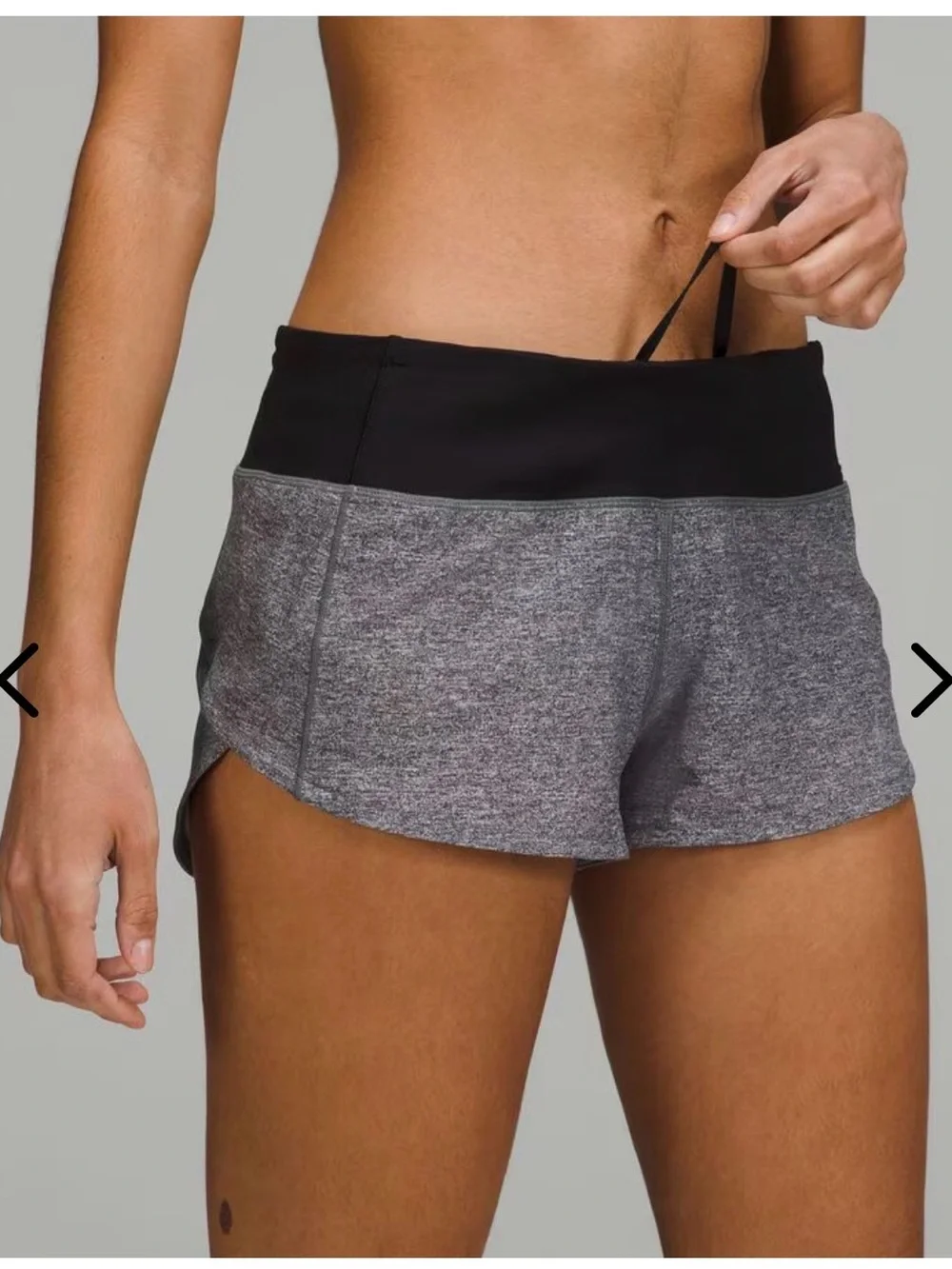 Lululemon Speed Up Shorts Heather Gray with Black Waistband